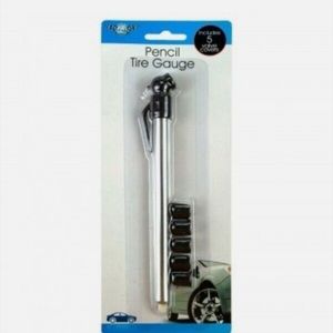 Pencil tire gauge with 5 valve covers